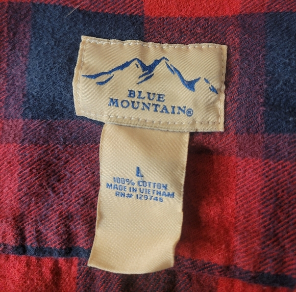 Blue Mountain Red Plaid Flannel Button Down Shirt sz L - Picture 2 of 6